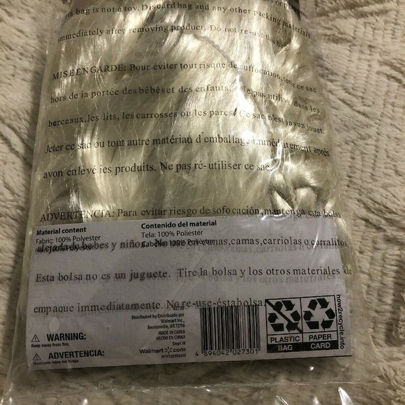 Long Wig With Braids White Adult One Size New - Picture 2 of 3